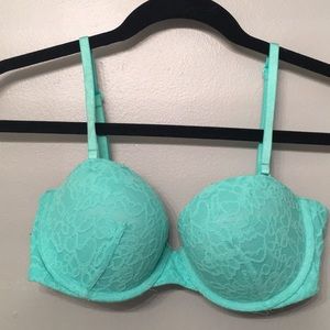 34C Victoria's Secret teal lace push-up bra